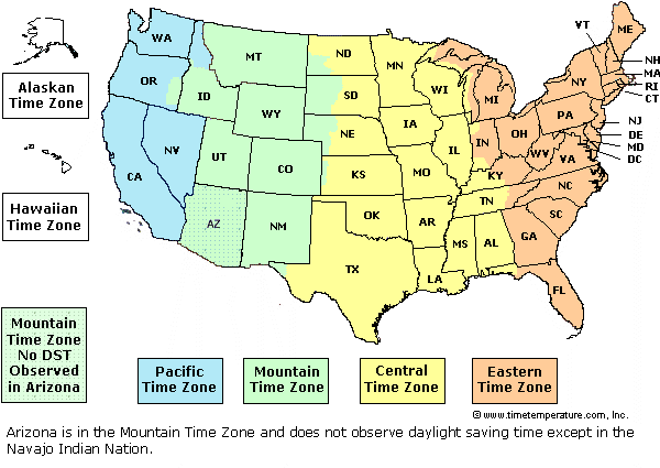 US Time Zone Map